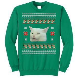 Funny Woman Yelling At Cat Meme Ugly Christmas Sweatshirt