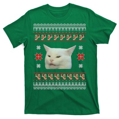 Funny Woman Yelling At Cat Meme Ugly Christmas T-Shirt