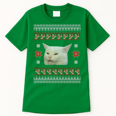 Funny Woman Yelling At Cat Meme Ugly Christmas Tall T-Shirt