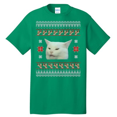 Funny Woman Yelling At Cat Meme Ugly Christmas Tall T-Shirt