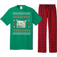 Funny Woman Yelling At Cat Meme Ugly Christmas Pajama Set