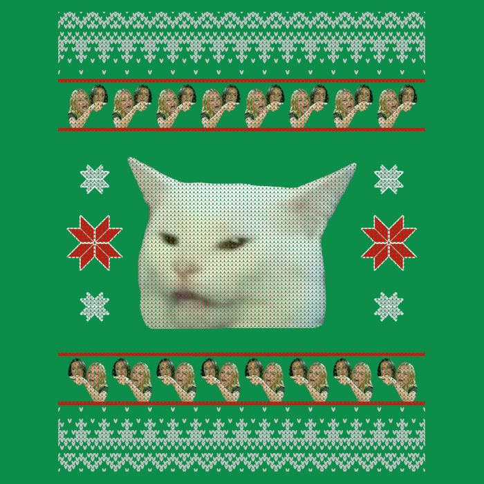 Funny Woman Yelling At Cat Meme Ugly Christmas Baby Bodysuit