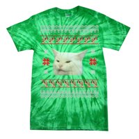 Funny Woman Yelling At Cat Meme Ugly Christmas Tie-Dye T-Shirt