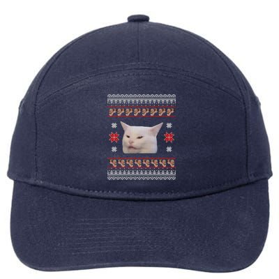 Funny Woman Yelling At Cat Meme Ugly Christmas 7-Panel Snapback Hat