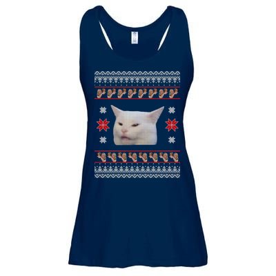 Funny Woman Yelling At Cat Meme Ugly Christmas Ladies Essential Flowy Tank