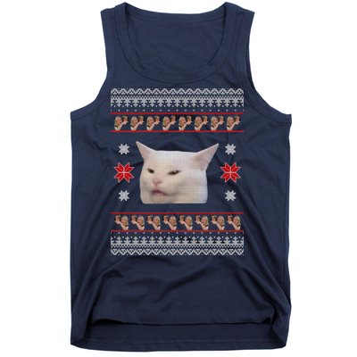 Funny Woman Yelling At Cat Meme Ugly Christmas Tank Top