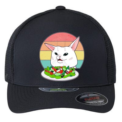 Funny Woman Yelling at Table Cat Meme Flexfit Unipanel Trucker Cap