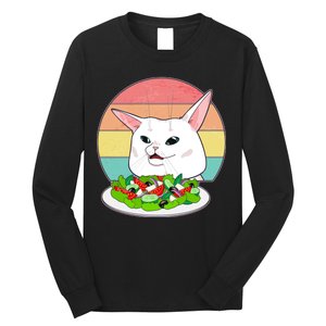 Funny Woman Yelling at Table Cat Meme Long Sleeve Shirt