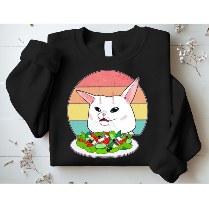 Funny Woman Yelling at Table Cat Meme Sweatshirt