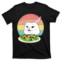 Funny Woman Yelling at Table Cat Meme T-Shirt