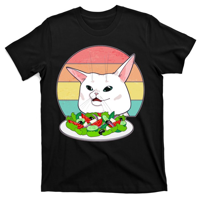 Funny Woman Yelling at Table Cat Meme T-Shirt