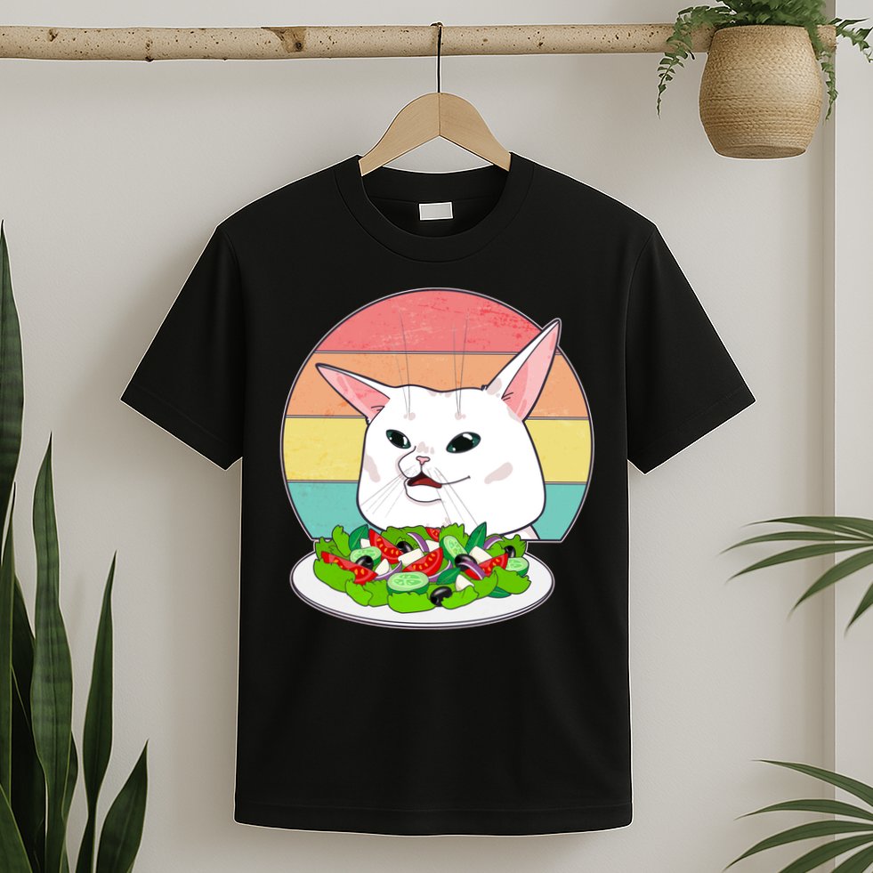 Funny Woman Yelling at Table Cat Meme T-Shirt