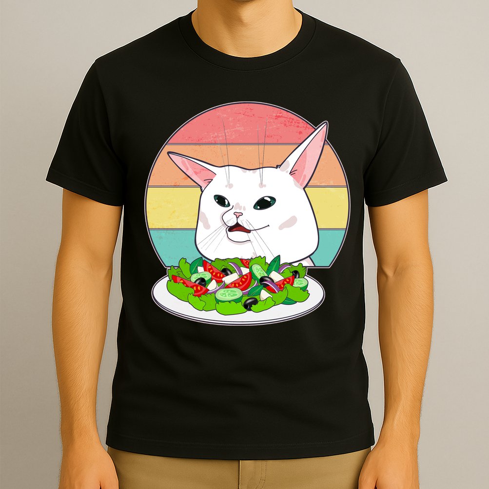 Funny Woman Yelling at Table Cat Meme T-Shirt