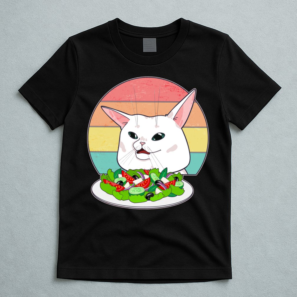 Funny Woman Yelling at Table Cat Meme T-Shirt
