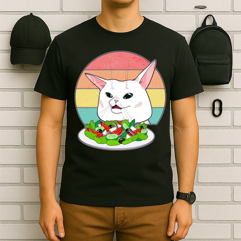 Funny Woman Yelling at Table Cat Meme T-Shirt