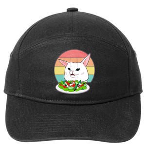 Funny Woman Yelling at Table Cat Meme 7-Panel Snapback Hat