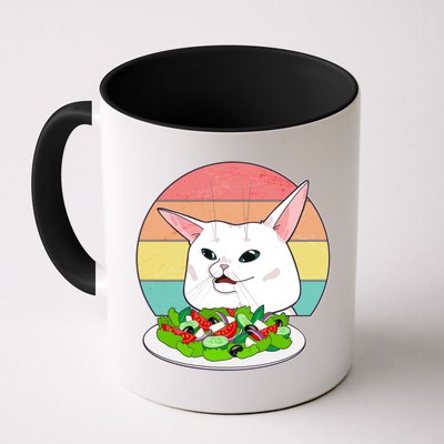 Funny Woman Yelling at Table Cat Meme Mug
