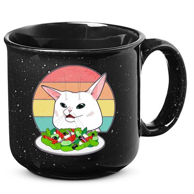 Funny Woman Yelling at Table Cat Meme 15oz Campfire Ceramic Mug
