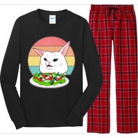 Funny Woman Yelling at Table Cat Meme Long Sleeve Pajama Set