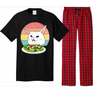 Funny Woman Yelling at Table Cat Meme Pajama Set