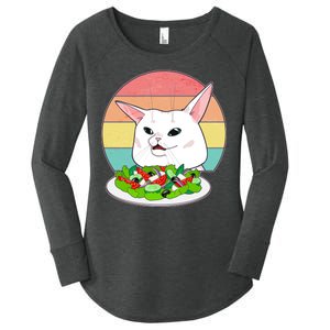 Funny Woman Yelling at Table Cat Meme Women's Perfect Tri Tunic Long Sleeve Shirt