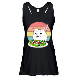 Funny Woman Yelling at Table Cat Meme Ladies Essential Flowy Tank