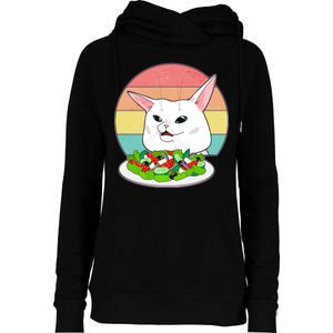 Funny Woman Yelling at Table Cat Meme Womens Funnel Neck Pullover Hood