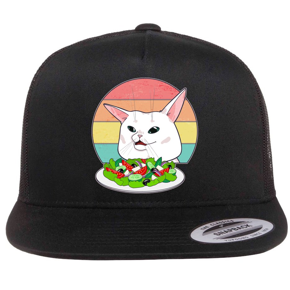 Funny Woman Yelling at Table Cat Meme Flat Bill Trucker Hat