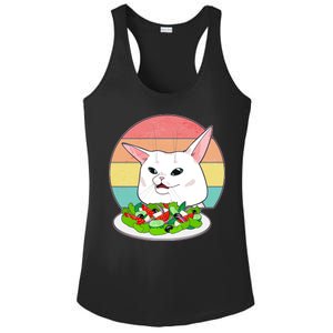 Funny Woman Yelling at Table Cat Meme Ladies PosiCharge Competitor Racerback Tank