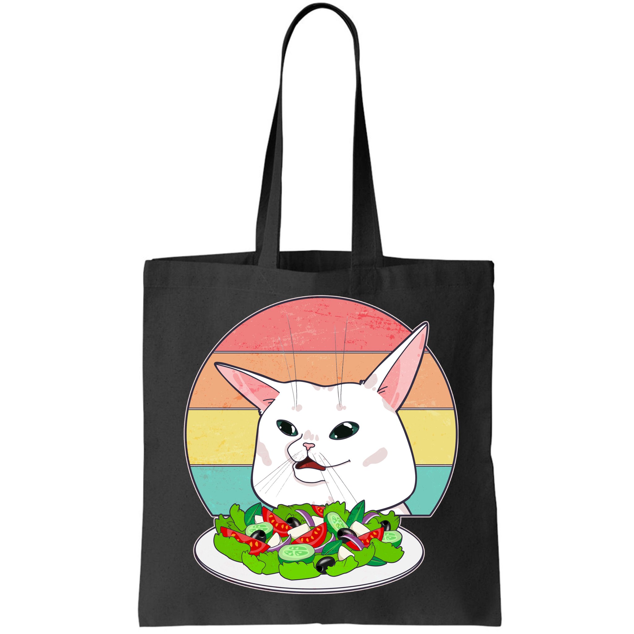 Funny Woman Yelling at Table Cat Meme Bag