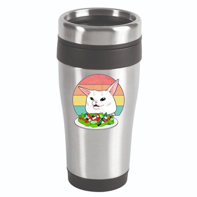 Funny Woman Yelling at Table Cat Meme 16oz Travel Tumbler