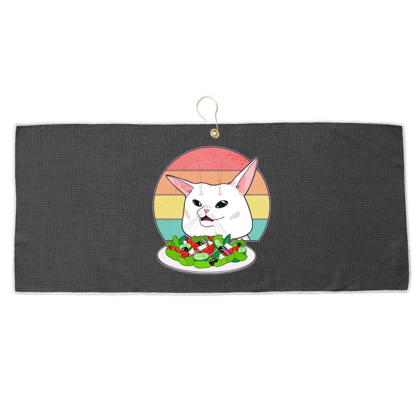 Funny Woman Yelling at Table Cat Meme Large Microfiber Waffle Golf Towel