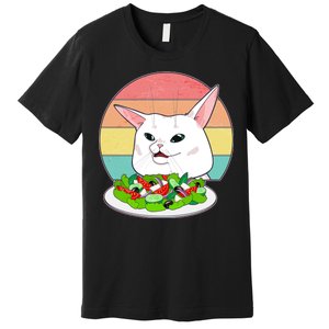 Funny Woman Yelling at Table Cat Meme Premium T-Shirt