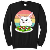 Funny Woman Yelling at Table Cat Meme Tall Sweatshirt