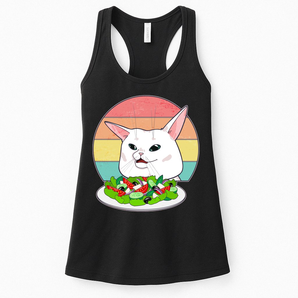 Funny Woman Yelling at Table Cat Meme Womens Tank Top