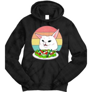 Funny Woman Yelling at Table Cat Meme Tie Dye Hoodie