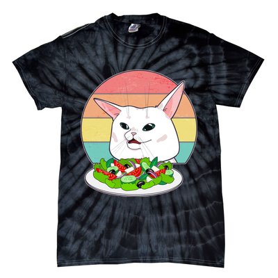 Funny Woman Yelling at Table Cat Meme Tie-Dye T-Shirt