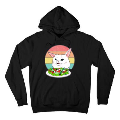 Funny Woman Yelling at Table Cat Meme Tall Hoodie