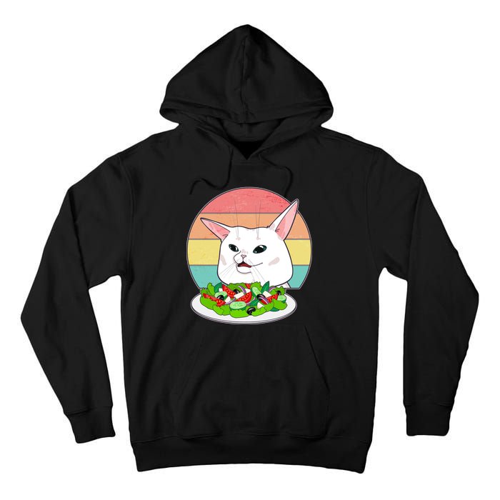 Funny Woman Yelling at Table Cat Meme Tall Hoodie