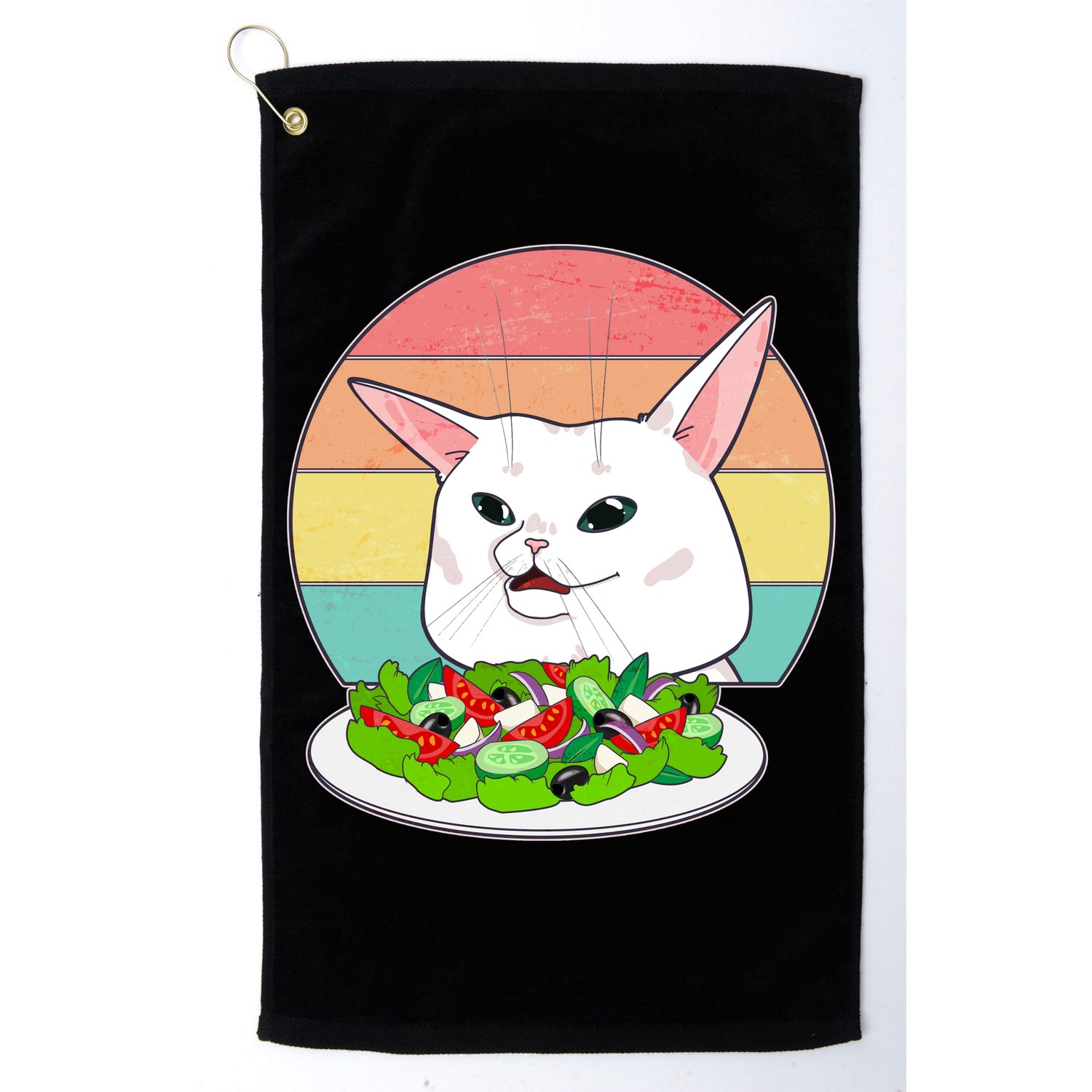 Funny Woman Yelling at Table Cat Meme Golf Towel