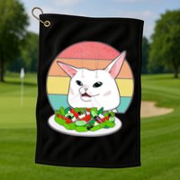Funny Woman Yelling at Table Cat Meme Golf Towel