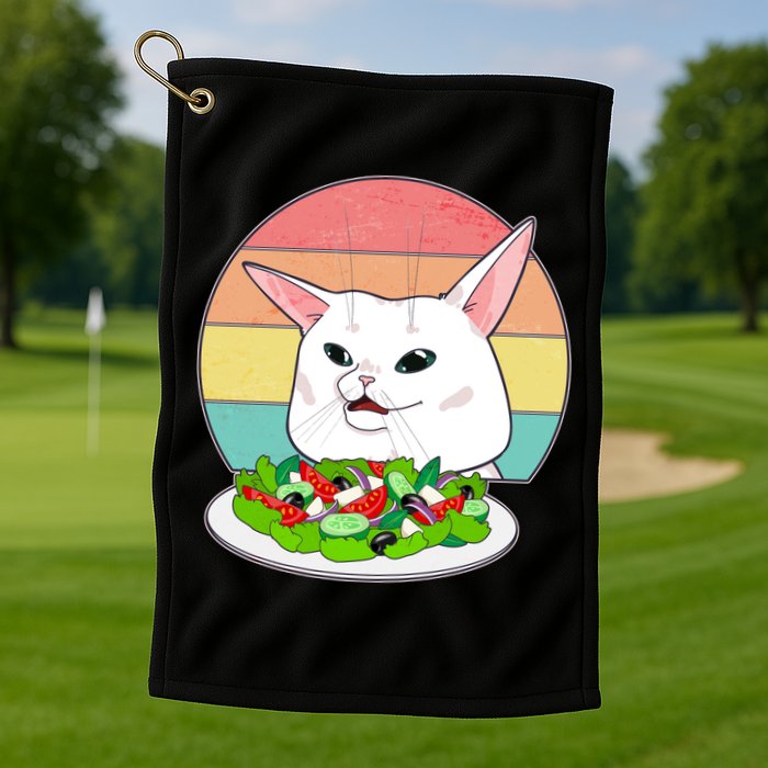 Funny Woman Yelling at Table Cat Meme Golf Towel