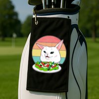 Funny Woman Yelling at Table Cat Meme Golf Towel