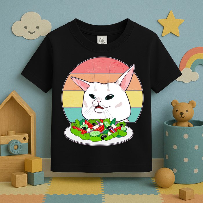Funny Woman Yelling at Table Cat Meme Toddler T-Shirt