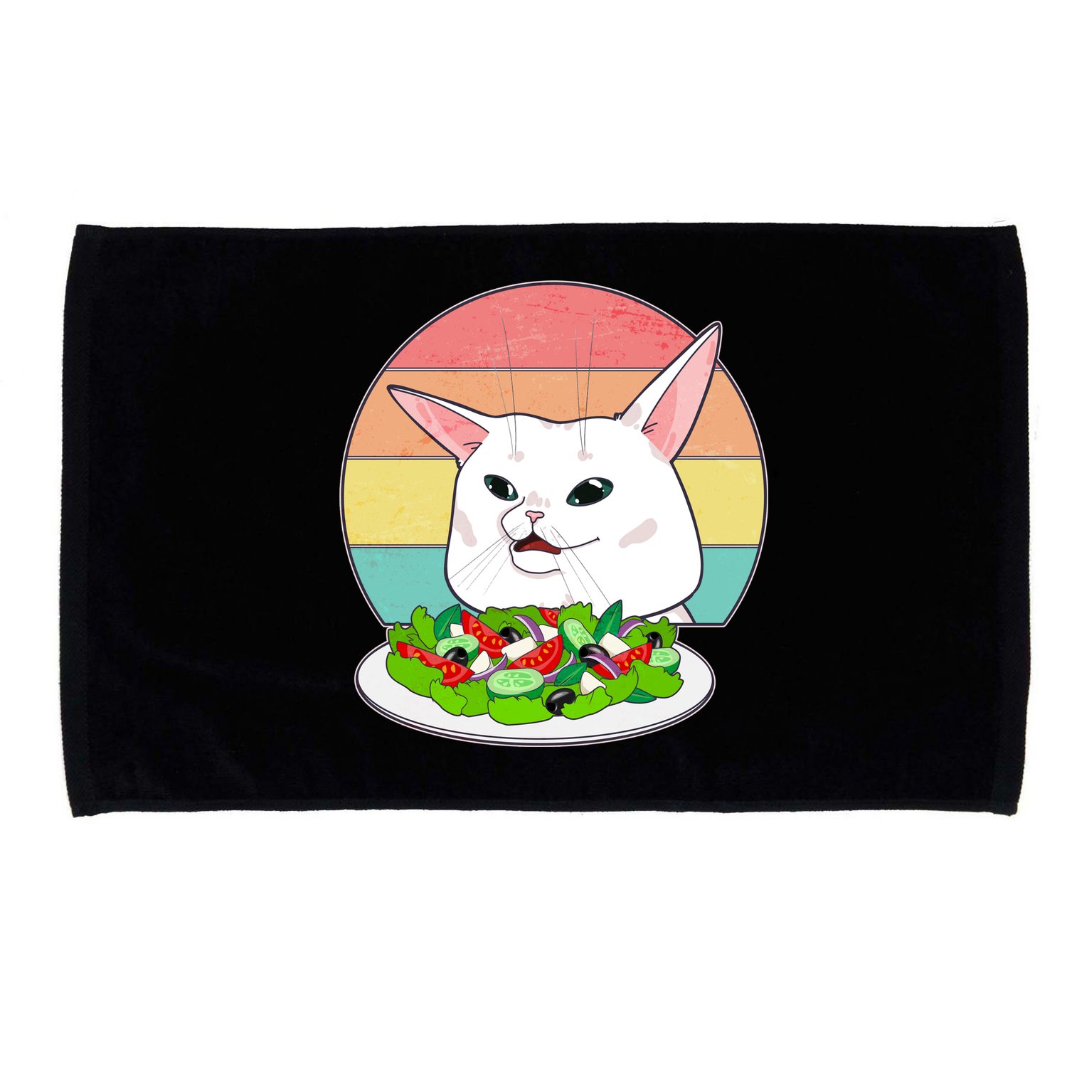 Funny Woman Yelling at Table Cat Meme Microfiber Hand Towel