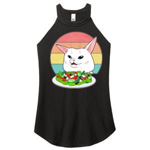 Funny Woman Yelling at Table Cat Meme Women's Perfect Tri Rocker Tank