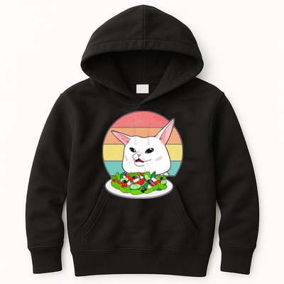 Funny Woman Yelling at Table Cat Meme Kids Hoodie