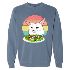 Funny Woman Yelling at Table Cat Meme Garment-Dyed Sweatshirt