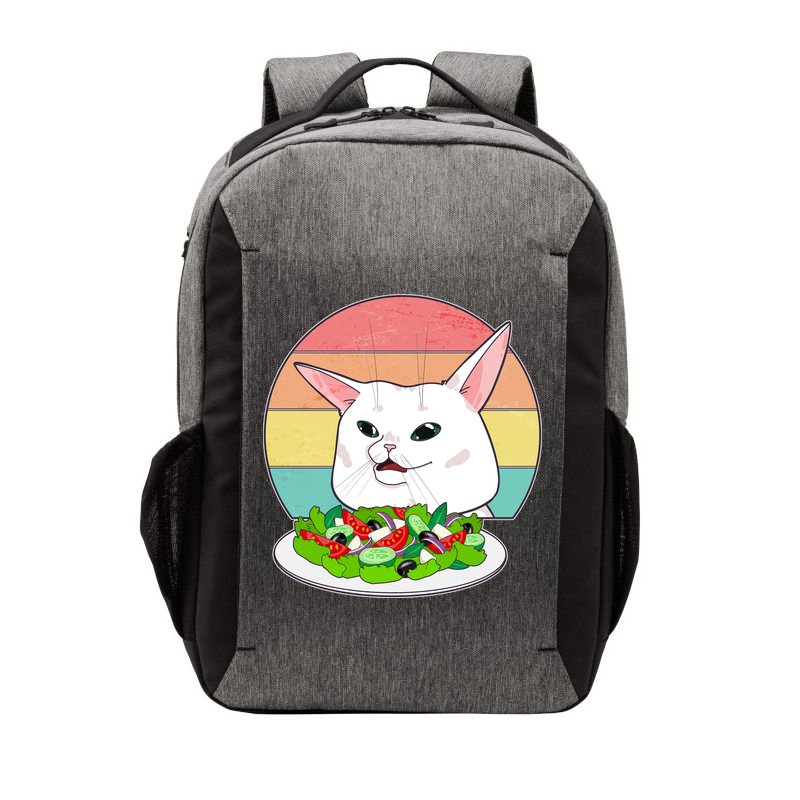 Funny Woman Yelling at Table Cat Meme Vector Backpack