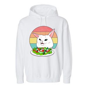 Funny Woman Yelling at Table Cat Meme Garment-Dyed Fleece Hoodie